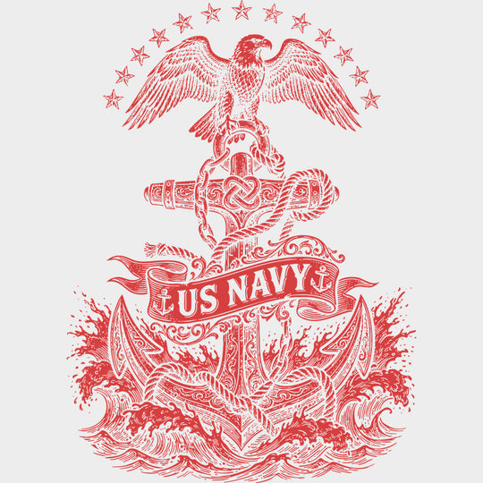 US Navy Four Colors - Navy DTF Transfers - Adult Unisex - S & M (10’’) / Red Color Design (See Imaging)