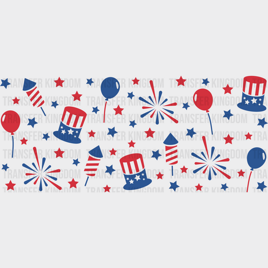 Usa Balloons And Fireworks - 4Th Of July Cup Wrap Uv Sticker Permanent Dtf Decal