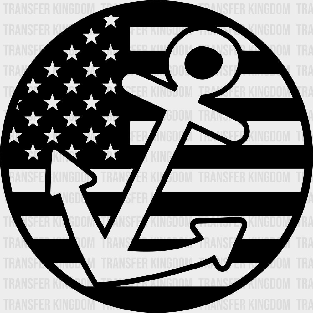 USA Flag & Anchor Circular Design - Boating DTF Transfers transfer-kingdom Dark Color Design (See Imaging)