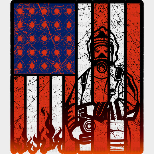 USA Flag - Fire Department DTF Transfers Adult Unisex - S & M (10’’) / Dark Color Design (See Imaging)
