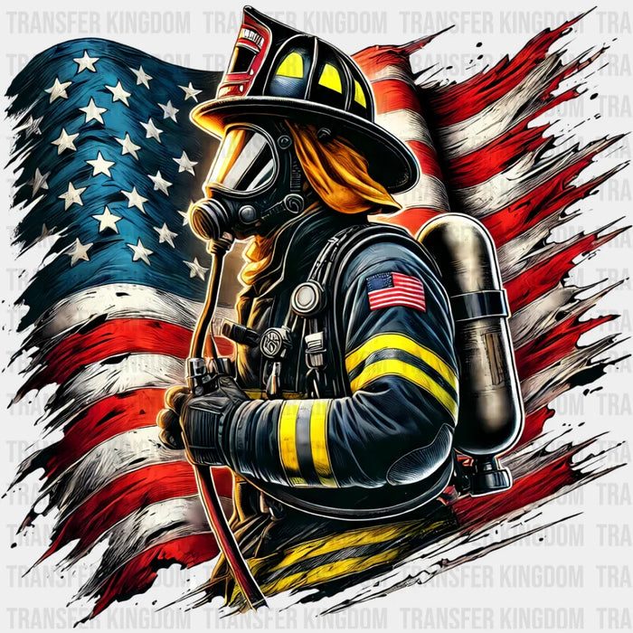 USA Flag Firefighter - Firefighter DTF Transfer