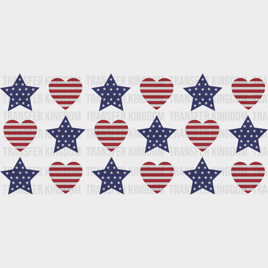 Usa Flag Heart And Stars - 4Th Of July Cup Wrap Uv Sticker Permanent Dtf Decal