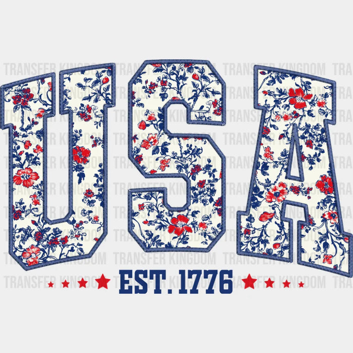 USA Flowers EST. 1776 - 4th Of July DTF Transfer
