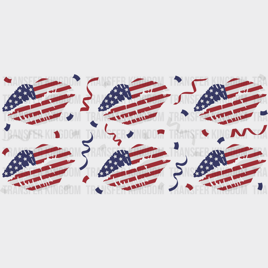 Usa Lip Print - 4Th Of July Cup Wrap Uv Sticker Permanent Dtf Decal