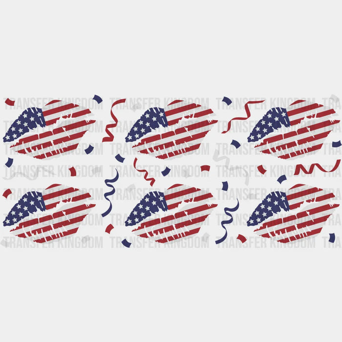 USA Lip Print - 4th Of July Cup Wrap UV Sticker Permanent UV DTF Decal