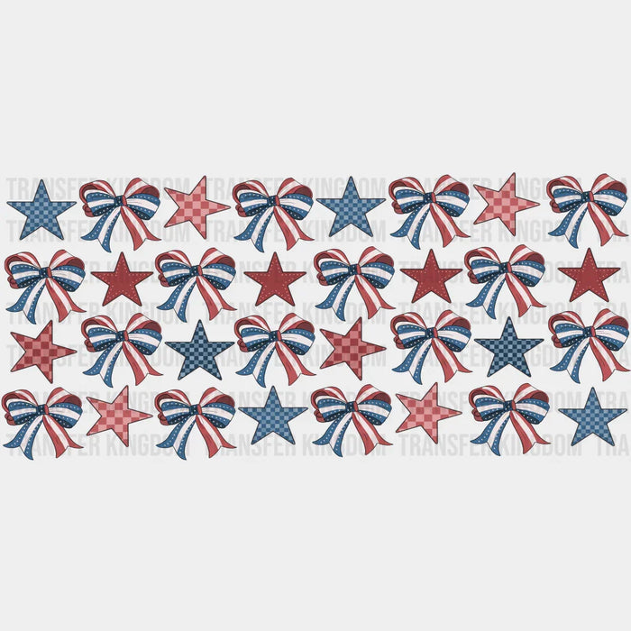 USA Ribbon Design - 4th Of July Cup Wrap UV Sticker Permanent UV DTF Decal