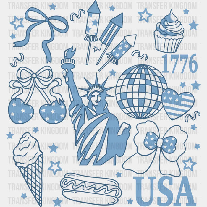 USA Statue of Liberty Blue Design - 4th Of July DTF Transfer