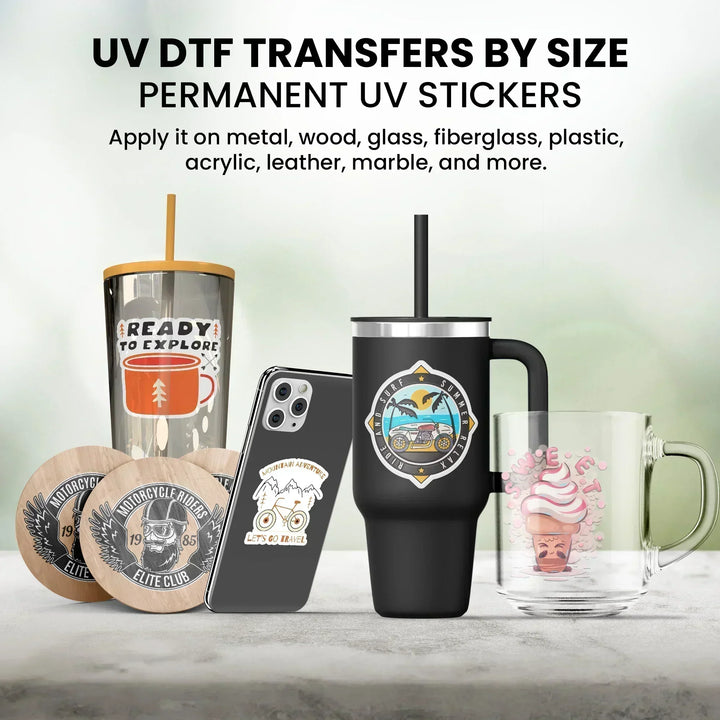 Custom UV Stickers By Size Permanent UV Decals – Transfer Kingdom