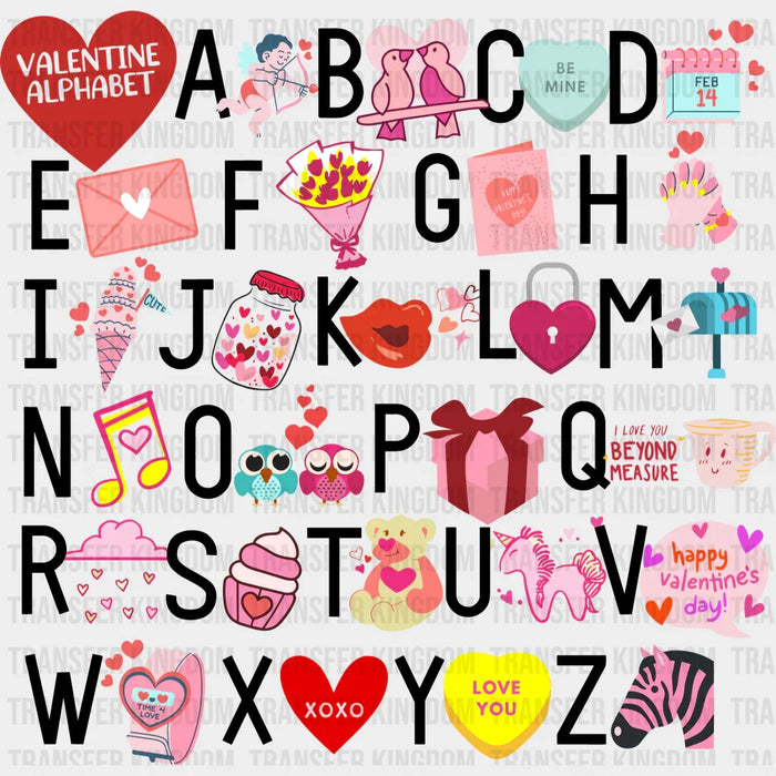 Valentine Alphabet Valentine's Day Design - DTF heat transfer