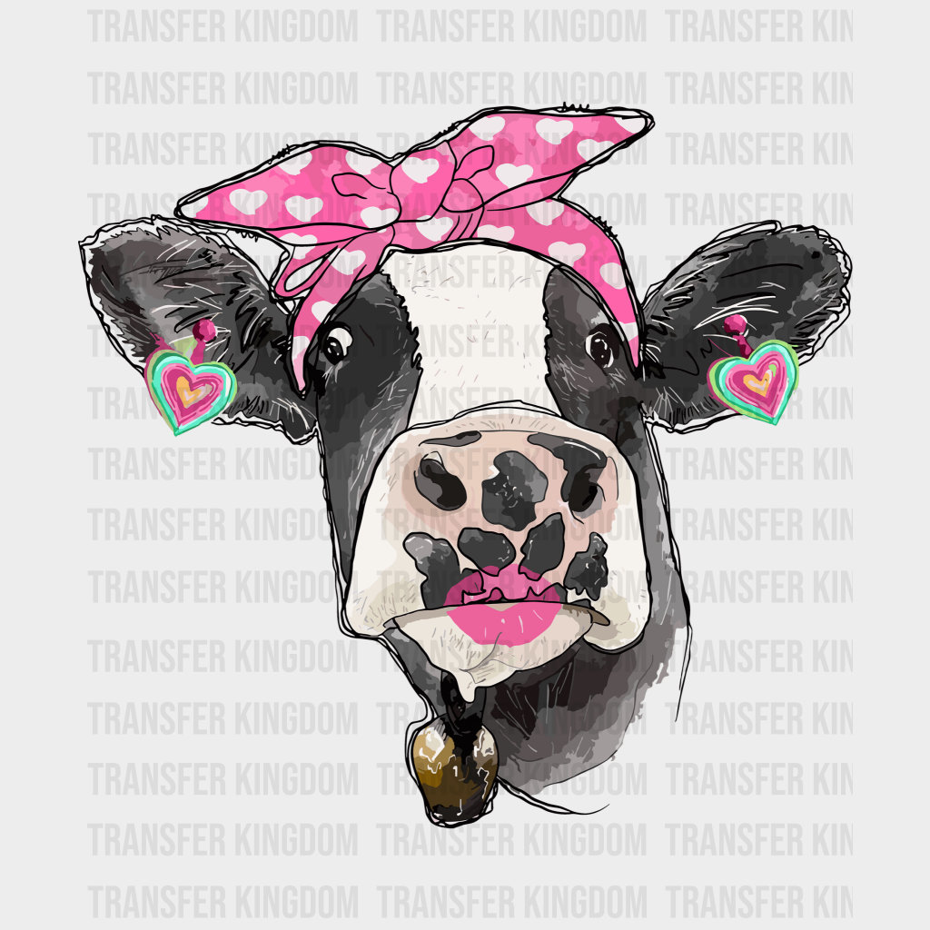 Valentine Cow Valentines Day Design - Dtf Heat Transfer