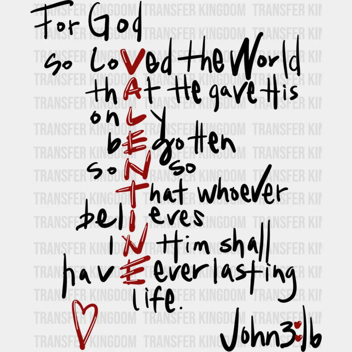 Valentine Mesostic Poem Design - Valentine's Day DTF Transfer