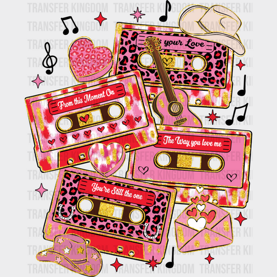 Valentine Music Cassettes - Valentine’s Day Dtf Transfer Unisex S & M (10’’) / Dark Color