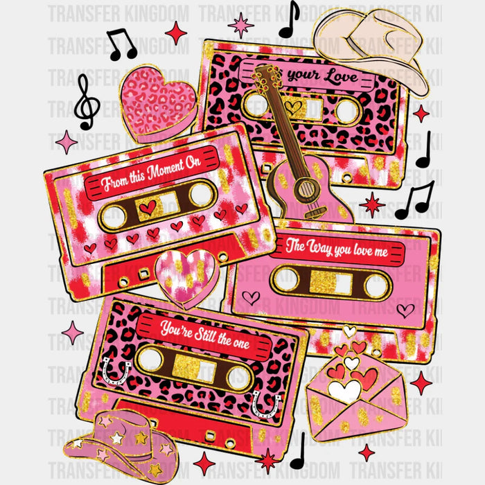 Valentine Music Cassettes - Valentine's Day DTF Transfer