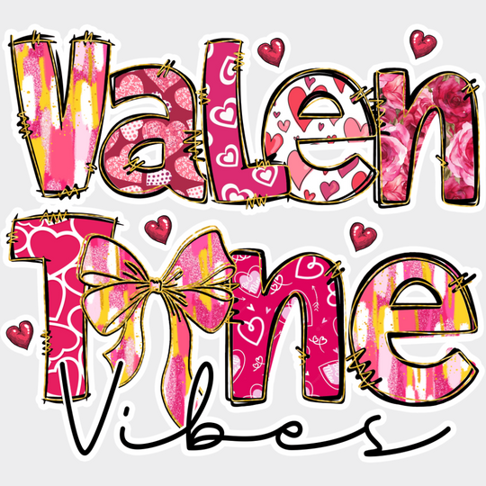 Valentine Vibes Pink Design - Valentine’s Day Dtf Transfer Unisex S & M (10’’) / Light Color