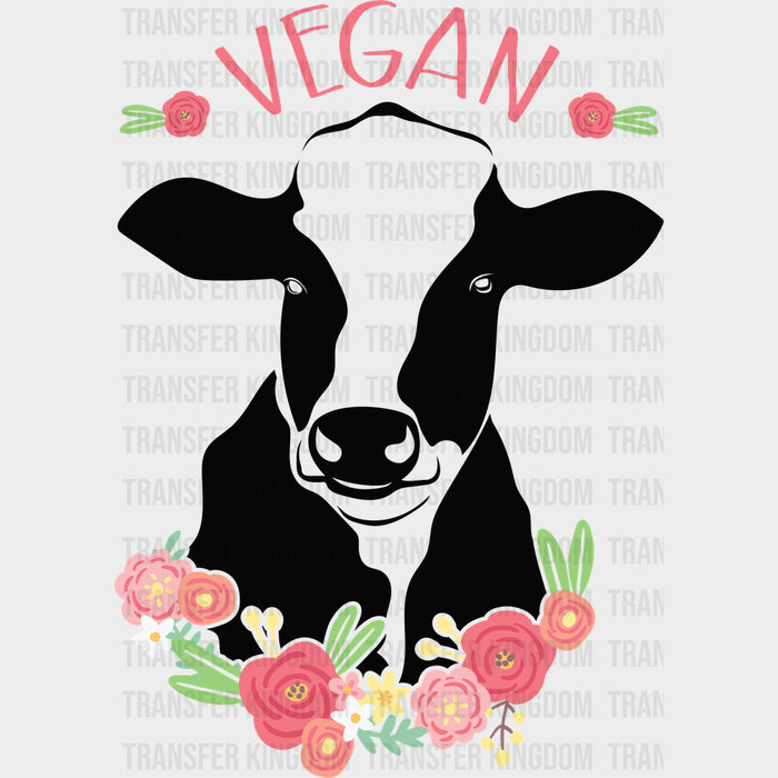 Vegan, Cow & Flowers - Vegan DTF Transfers