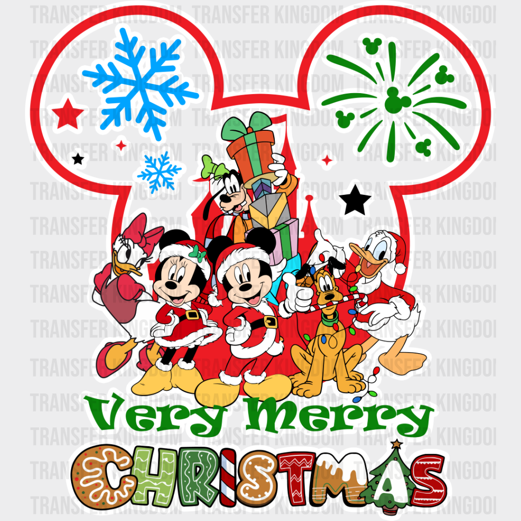 Very Merry Christmas - Disney Iron On Dtf Transfer Unisex S & M (10’’) / Mickey Light Color