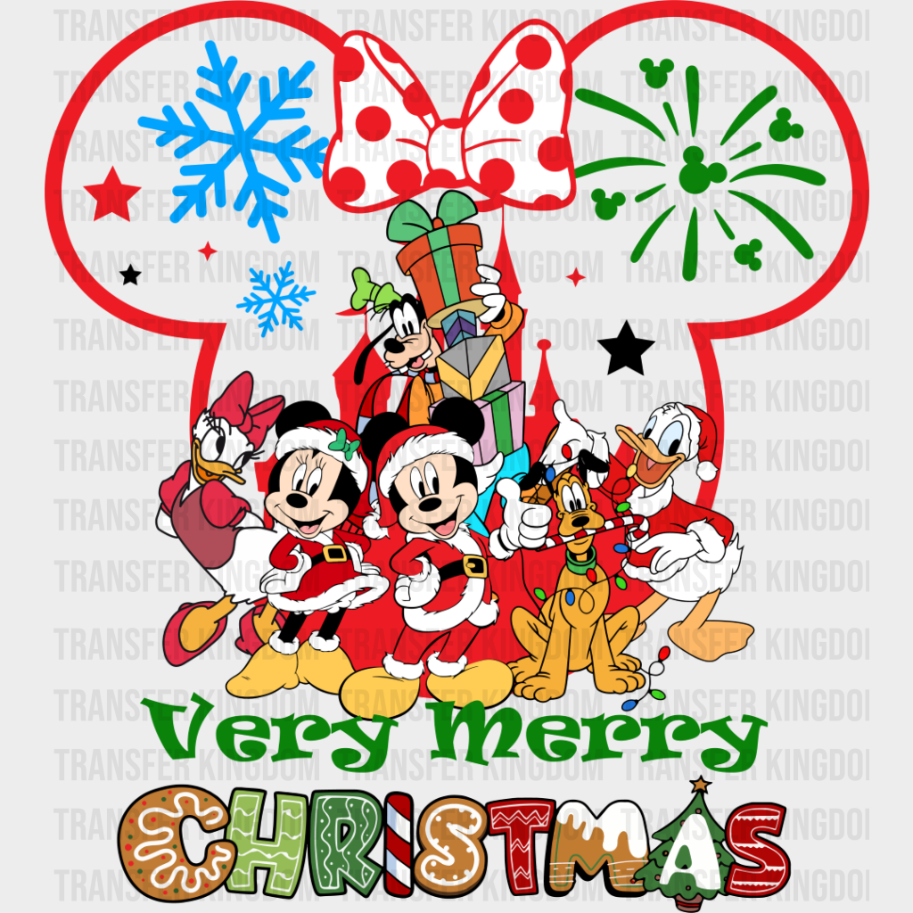 Very Merry Christmas - Disney Iron On Dtf Transfer Unisex S & M (10’’) / Minnie Dark Color