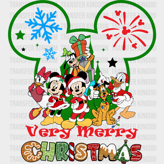 Very Merry Christmas Green Design - Disney Iron On Dtf Transfer Unisex S & M (10’’) / Mickey