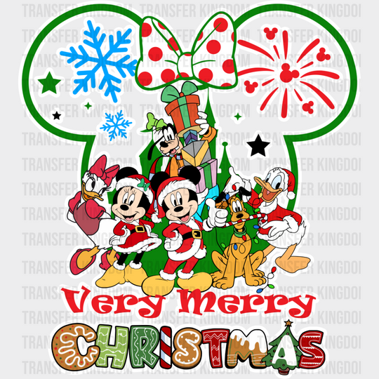 Very Merry Christmas Green Design - Disney Iron On Dtf Transfer Unisex S & M (10’’) / Minnie