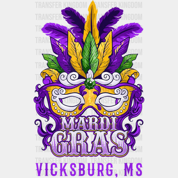 Vicksburg, MS Mardi Gras Design- Mardi Gras DTF heat transfer