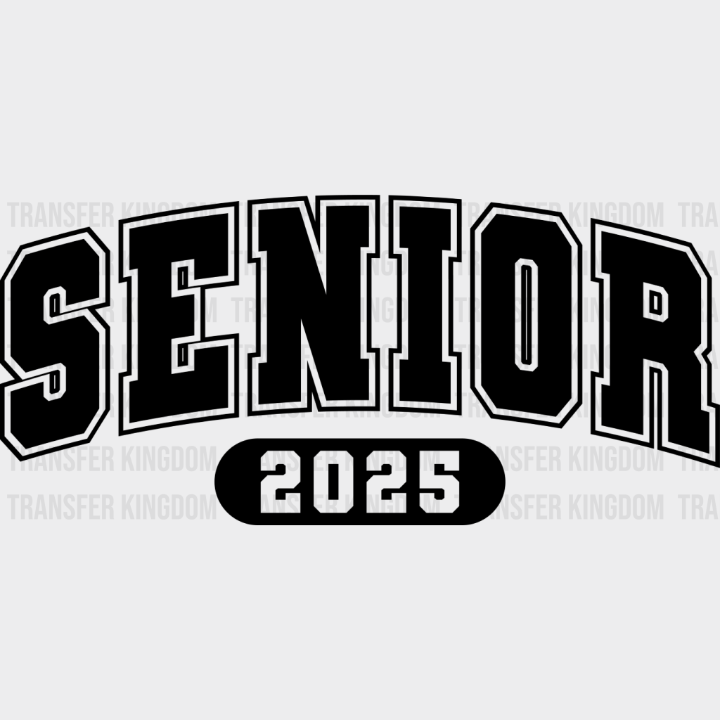Vintage Senior 2025 B&W - Graduation DTF Transfer Adult Unisex - S & M (10’’) / Dark Color Design (See Imaging)