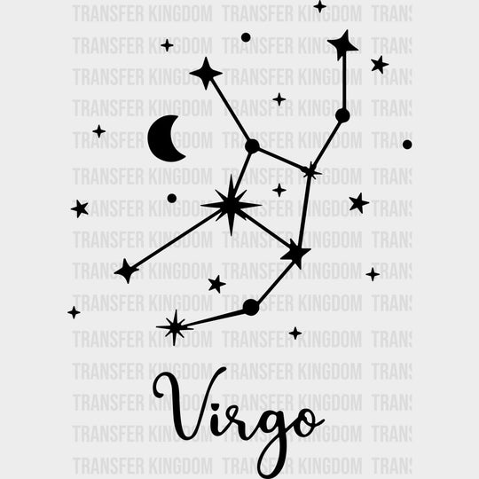 Virgo Constellations - Zodiacs & Horoscopes DTF Transfers - Adult Unisex - S & M (10’’) / Dark Color Design (See