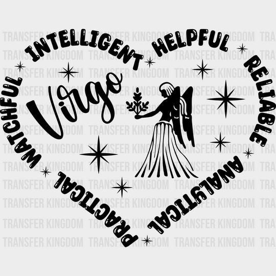 Virgo Heart Design - Zodiac & Horoscopes Dtf Heat Transfer Unisex S M (10’’) / Dark Color See