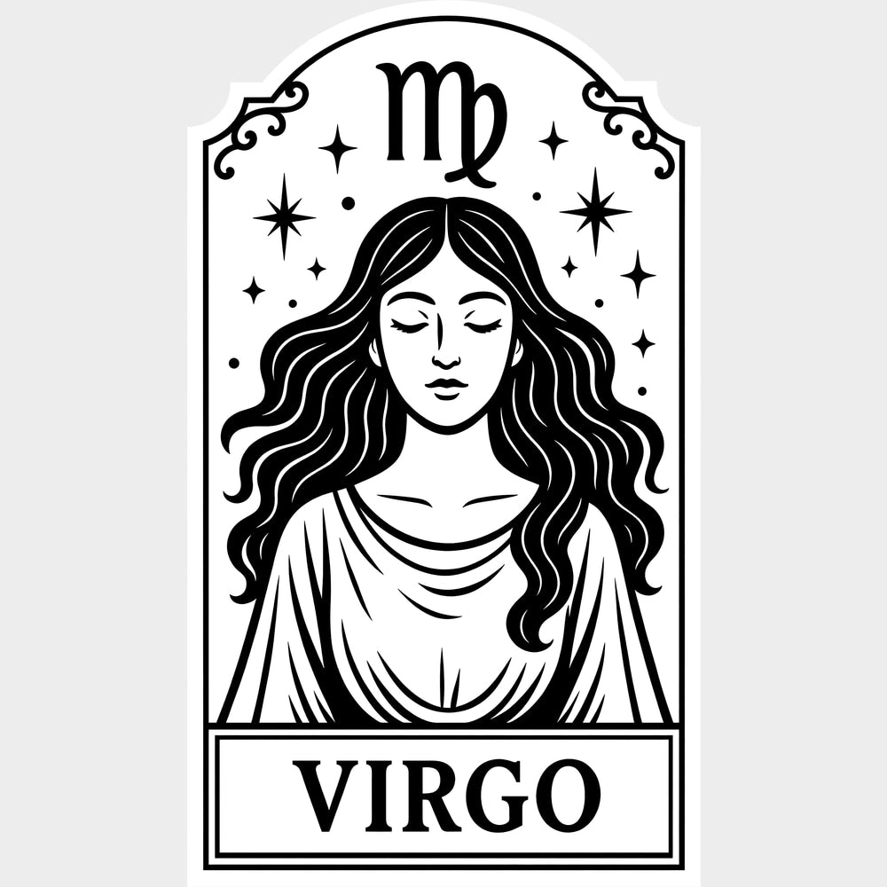 Virgo Tarot Card - Zodiacs & Horoscopes DTF Transfers - Adult Unisex - S & M (10’’) / Light Color Design (See Imaging)