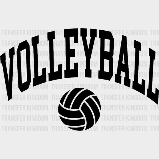 Volleyball Curved B&W Design - Volleyball DTF Transfers Adult Unisex - S & M (10’’) / Dark Color Design (See Imaging)