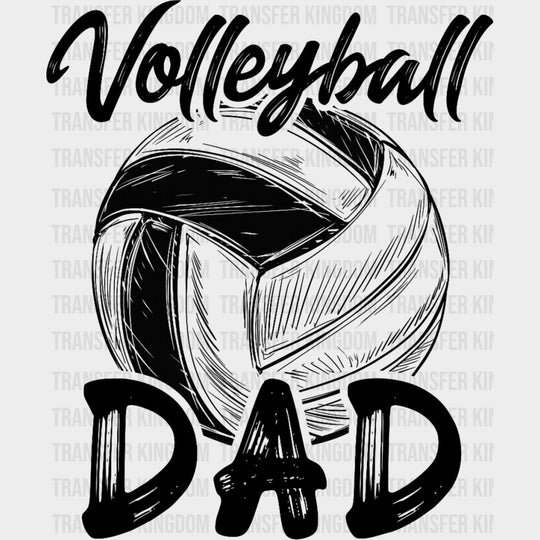 Volleyball Dad B&W Design - Volleyball DTF Transfers Adult Unisex - S & M (10’’) / Dark Color Design (See Imaging)