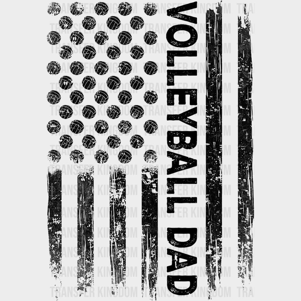 Volleyball Dad, Dotted US Flag - Volleyball DTF Transfers transfer-kingdom Dark Color Design (See Imaging)