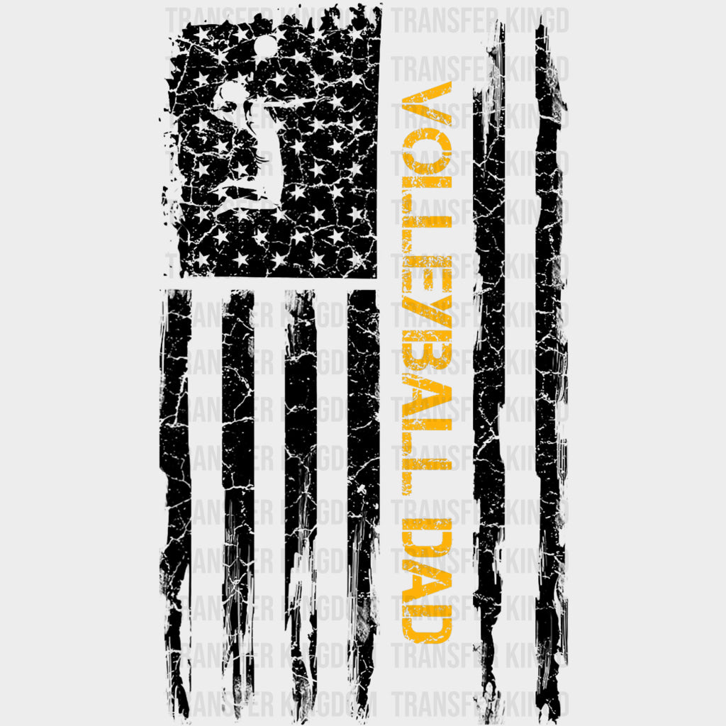 Volleyball Dad, US Flag - Volleyball DTF Transfers transfer-kingdom Dark Color Design (See Imaging)