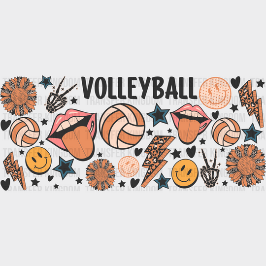 Volleyball Flowers And Smileys - Cup Wrap Uv Sticker Permanent Dtf Decal