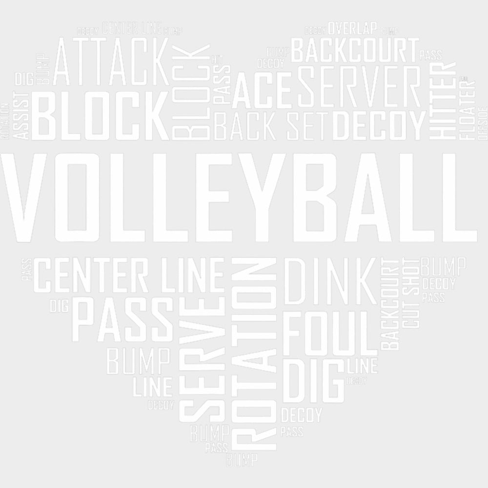 Volleyball Heart - Volleyball DTF Transfers Adult Unisex - S & M (10’’) / Light Color Design (See Imaging)