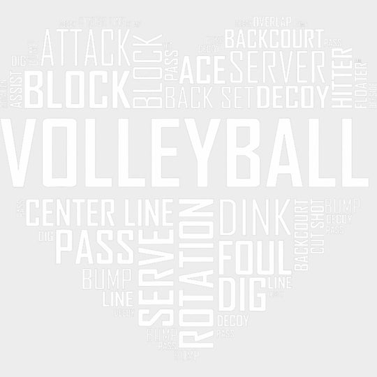 Volleyball Heart - Volleyball DTF Transfers Adult Unisex - S & M (10’’) / Light Color Design (See Imaging)