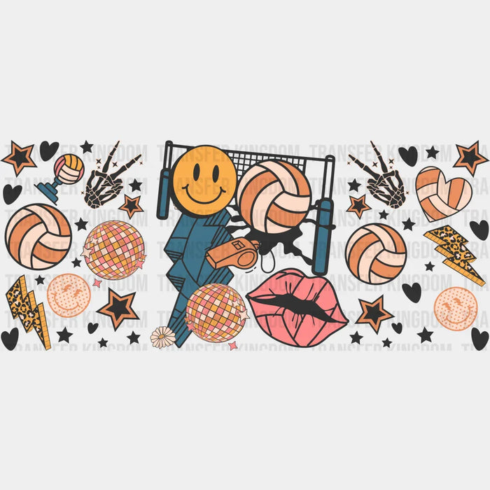 Volleyball Lips And Smileys - Volleyball Cup Wrap UV Sticker Permanent UV DTF Decal