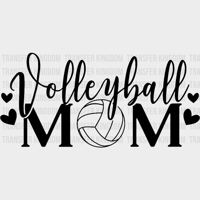 Volleyball Mom B&W Hearts - Volleyball DTF Transfers