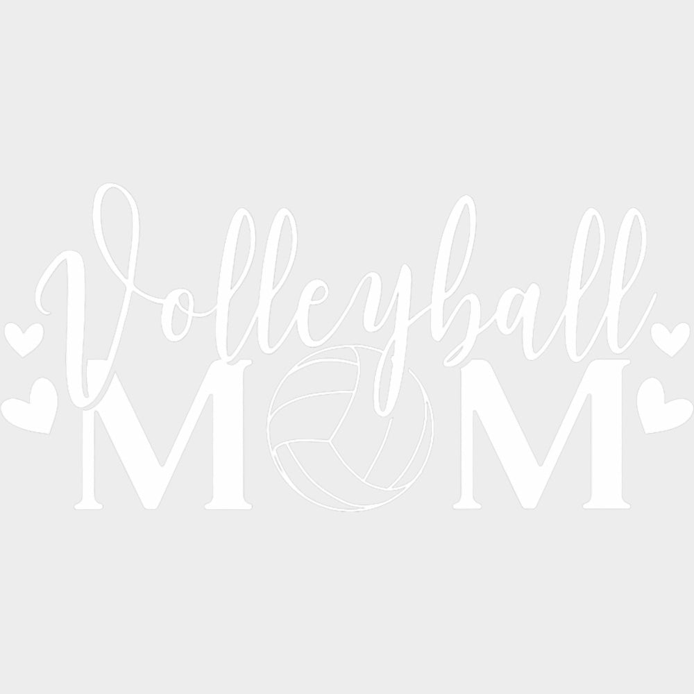 Volleyball Mom B&W Hearts - Volleyball DTF Transfers Adult Unisex - S & M (10’’) / Light Color Design (See Imaging)