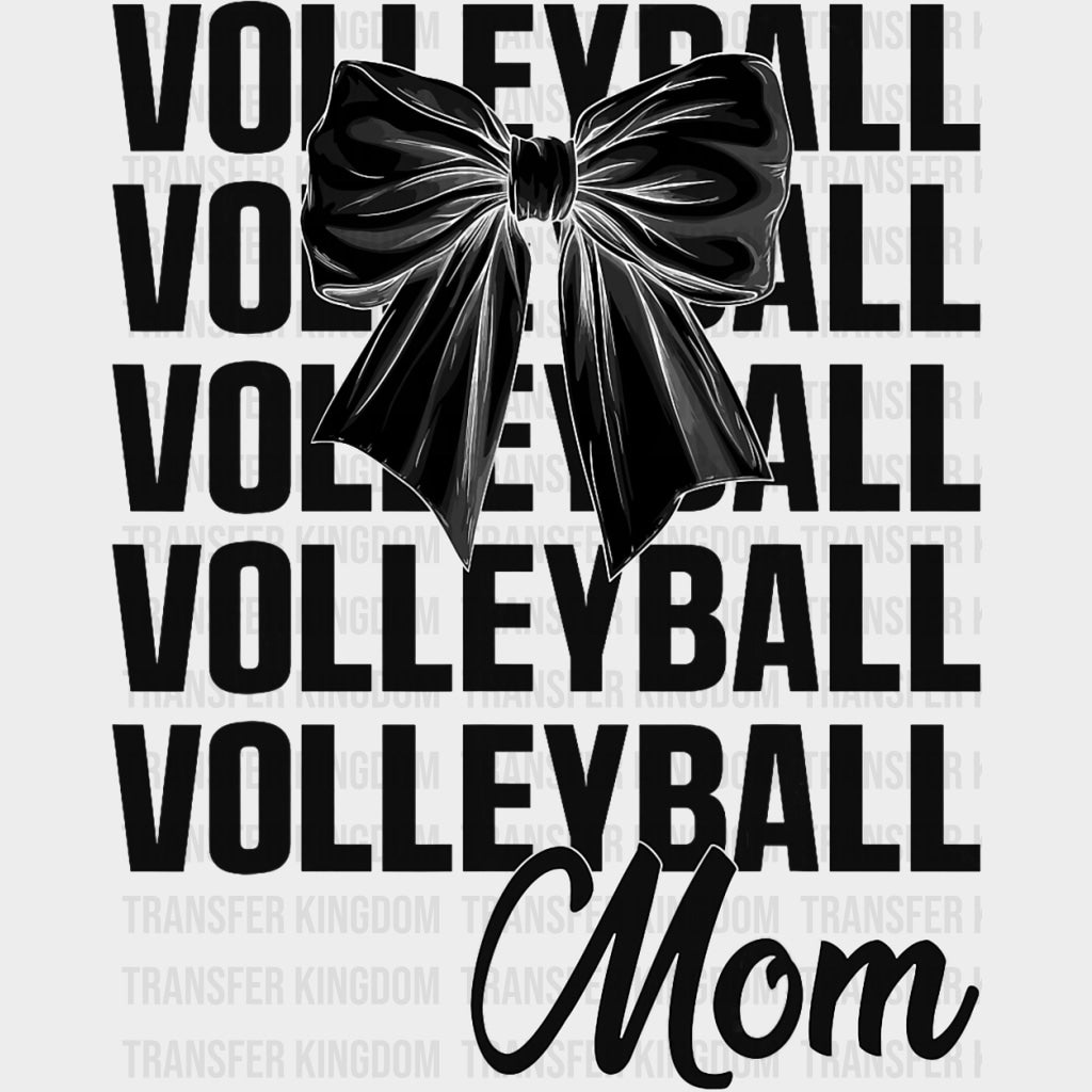 Volleyball Mom B&W Ribbon - Volleyball DTF Transfers Adult Unisex - S & M (10’’) / Dark Color Design (See Imaging)