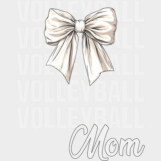 Volleyball Mom B&W Ribbon - Volleyball DTF Transfers Adult Unisex - S & M (10’’) / Light Color Design (See Imaging)
