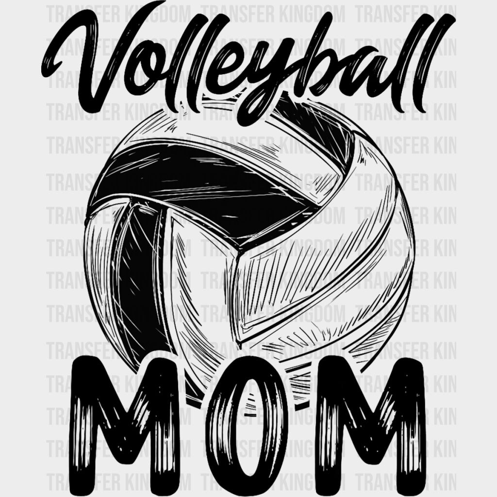 Volleyball Mom B&W Sketch - Volleyball DTF Transfers Adult Unisex - S & M (10’’) / Dark Color Design (See Imaging)