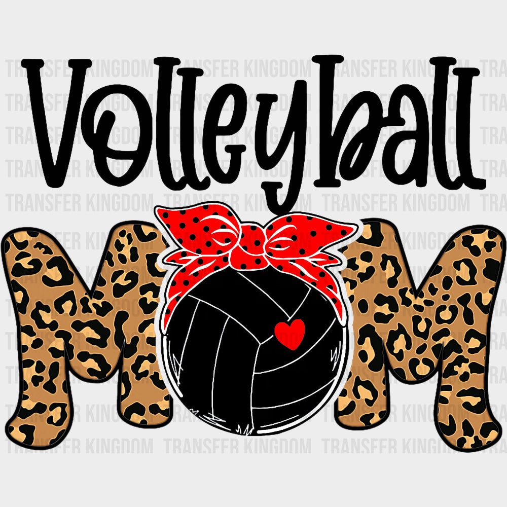 Volleyball Mom Bandana Leopard Pattern - Volleyball DTF Transfers Adult Unisex - S & M (10’’) / Dark Color Design (See