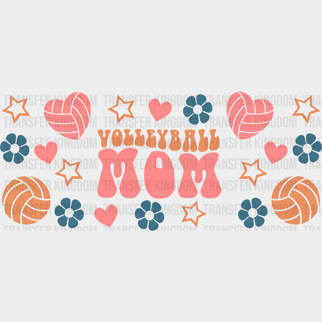 Volleyball Mom Heart Pink - Cup Wrap Uv Sticker Permanent Dtf Decal