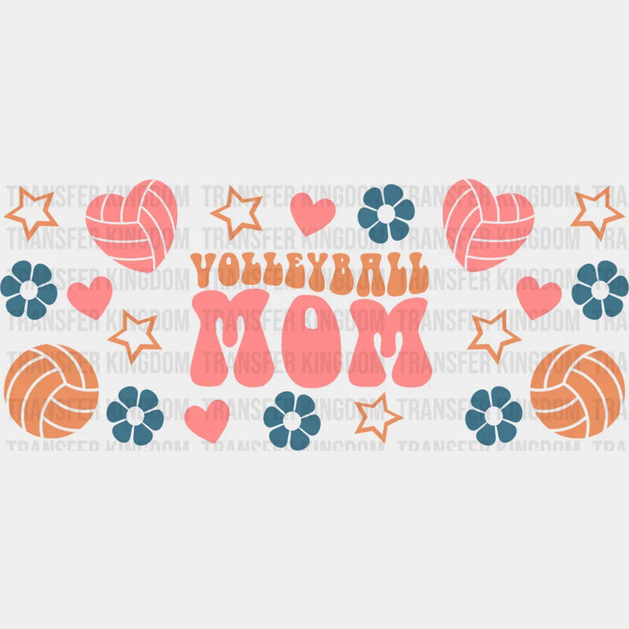 Volleyball Mom Heart Pink - Volleyball Cup Wrap UV Sticker Permanent UV DTF Decal