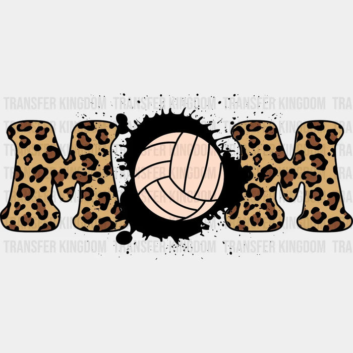 Volleyball Mom Mom Leopard - Volleyball DTF Transfer