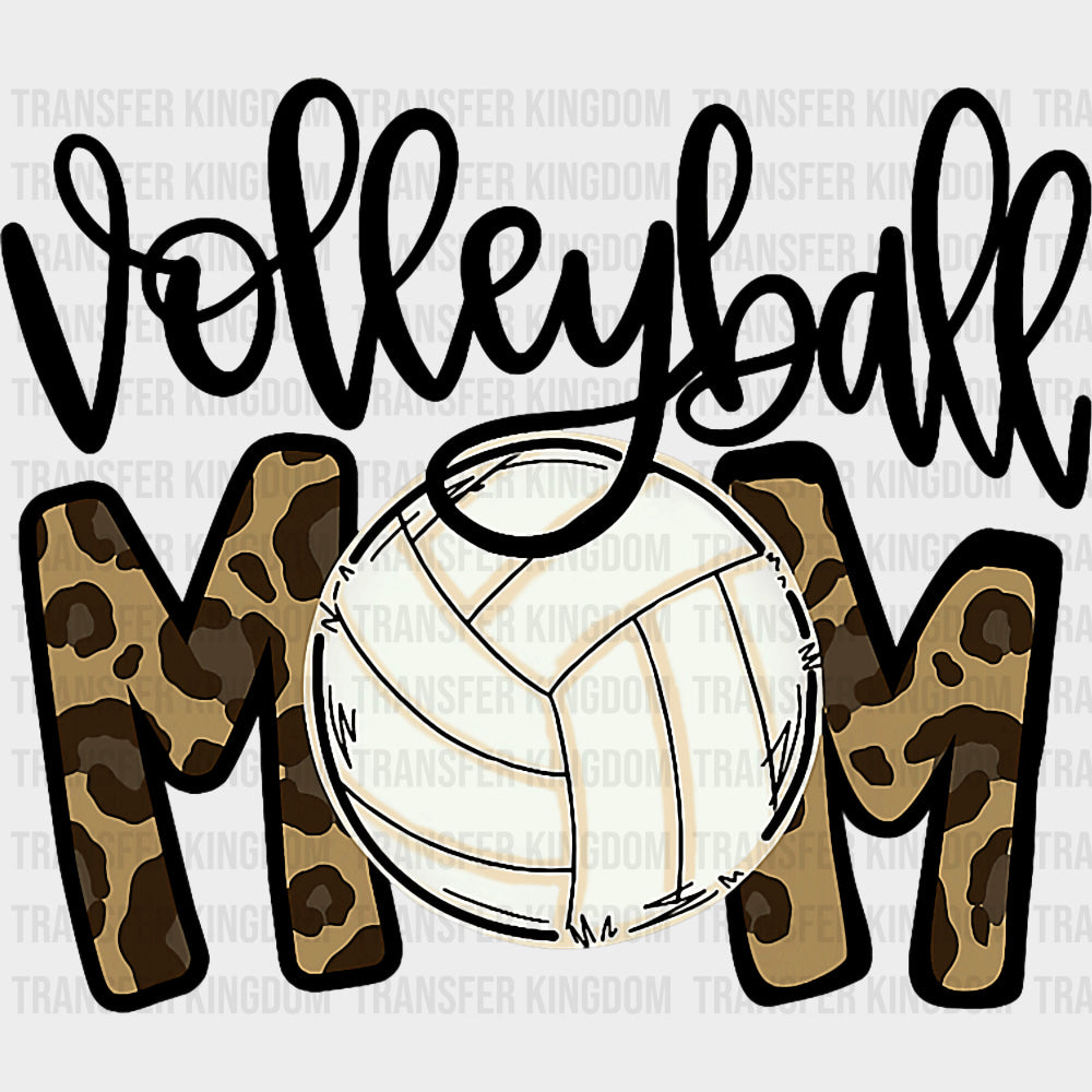 Volleyball Mom Leopard Pattern - Volleyball DTF Transfers Adult Unisex - S & M (10’’) / Dark Color Design (See Imaging)