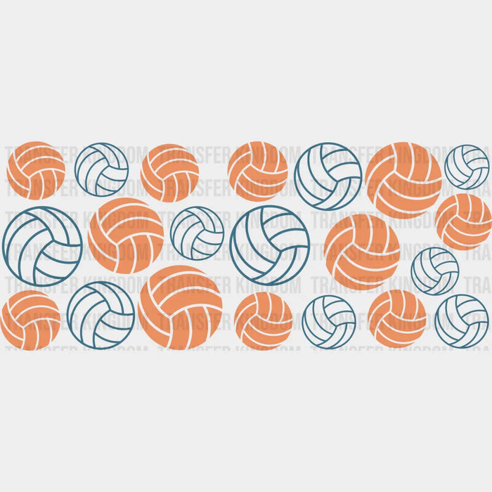 Volleyball Orange Design - Volleyball Cup Wrap UV Sticker Permanent UV DTF Decal