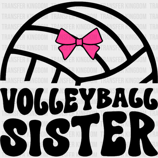 Volleyball Sister Pink Ribbon - Volleyball DTF Transfers Adult Unisex - S & M (10’’) / Dark Color Design (See Imaging)
