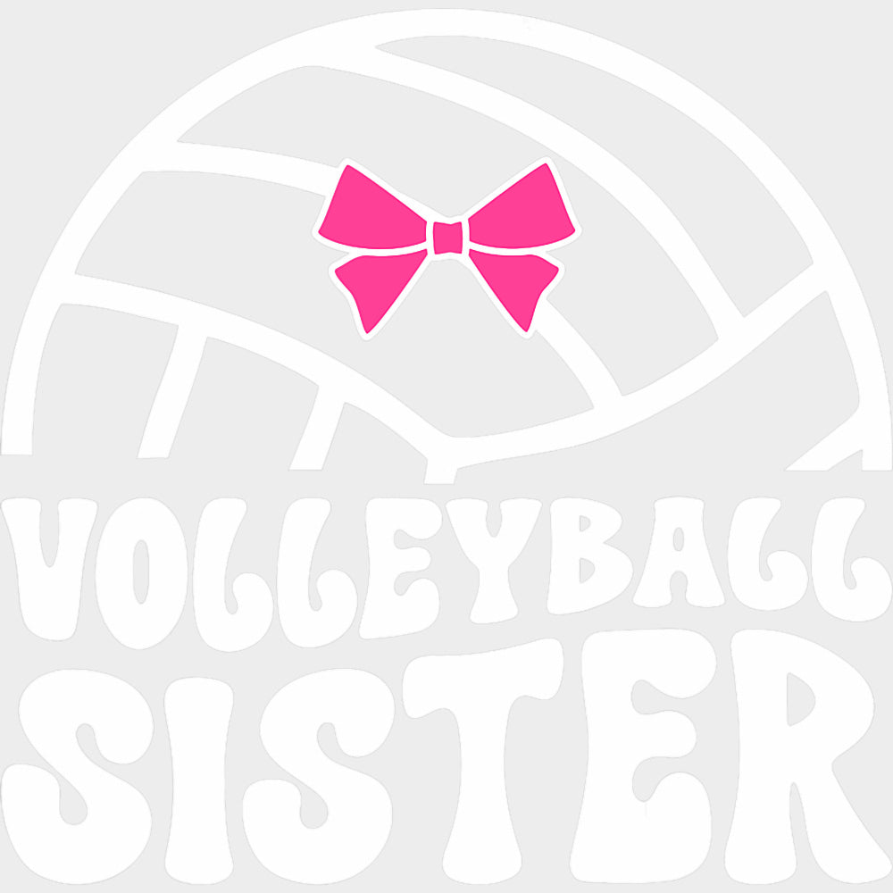 Volleyball Sister Pink Ribbon - Volleyball DTF Transfers Adult Unisex - S & M (10’’) / Light Color Design (See Imaging)