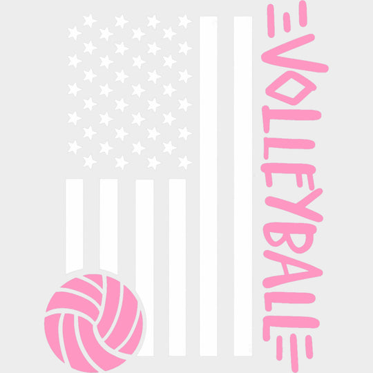 Volleyball US Flag Pink - Volleyball DTF Transfers Adult Unisex - S & M (10’’) / Light Color Design (See Imaging)